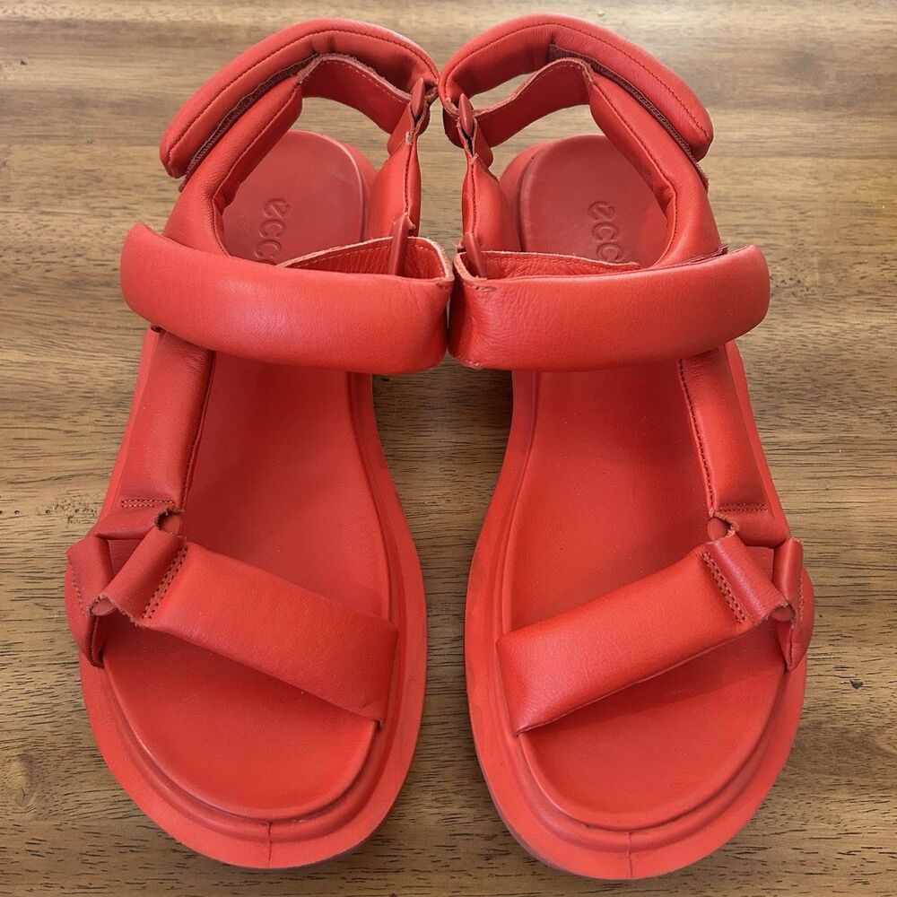 ECCO Women's Offroad Puffy Leather Cushioned Walking Sandals Red 9-9.5 US / 40EU - Picture 3 of 8